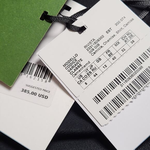 MARELLA Rivista Silk Crepe De Chine Blouse Removable Feather Cuffs NEW Size 8 - Picture 15 of 16